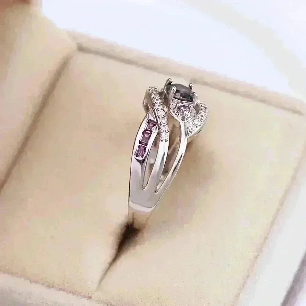 💞 Unique Magic Color Factory Outlet Colorful Water Drop Amethyst Ring, GPMB1483